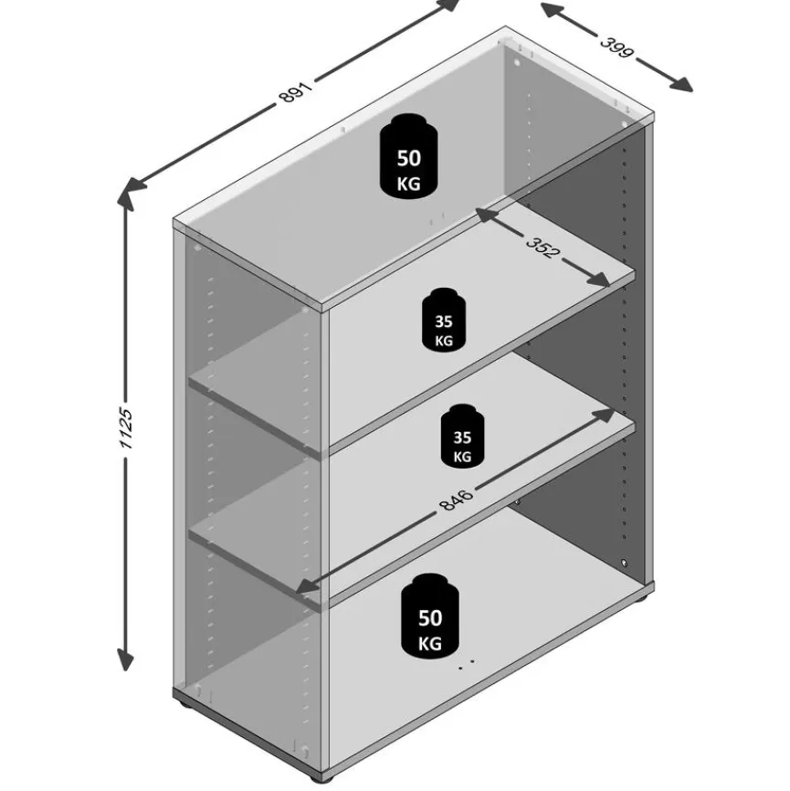FMD Büroschränke & Regale|Büromöbel-Serien|Aktenregal Calvia, breit 3OH