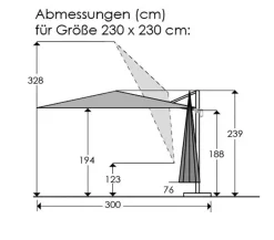 Ampelschirm Rhodos Junior 230 x 230 cm Sonnenschirme