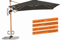 Outlet Ampelschirm Rhodos Twist Woody 300x300cm Sonnenschirme