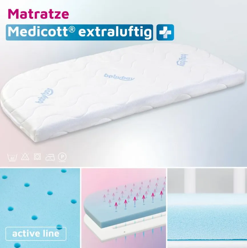 Kinder babybay Babymatratzen|Babymatratzen|Baby-Kaltschaummatratze MediTex extraluftig 49x89cm