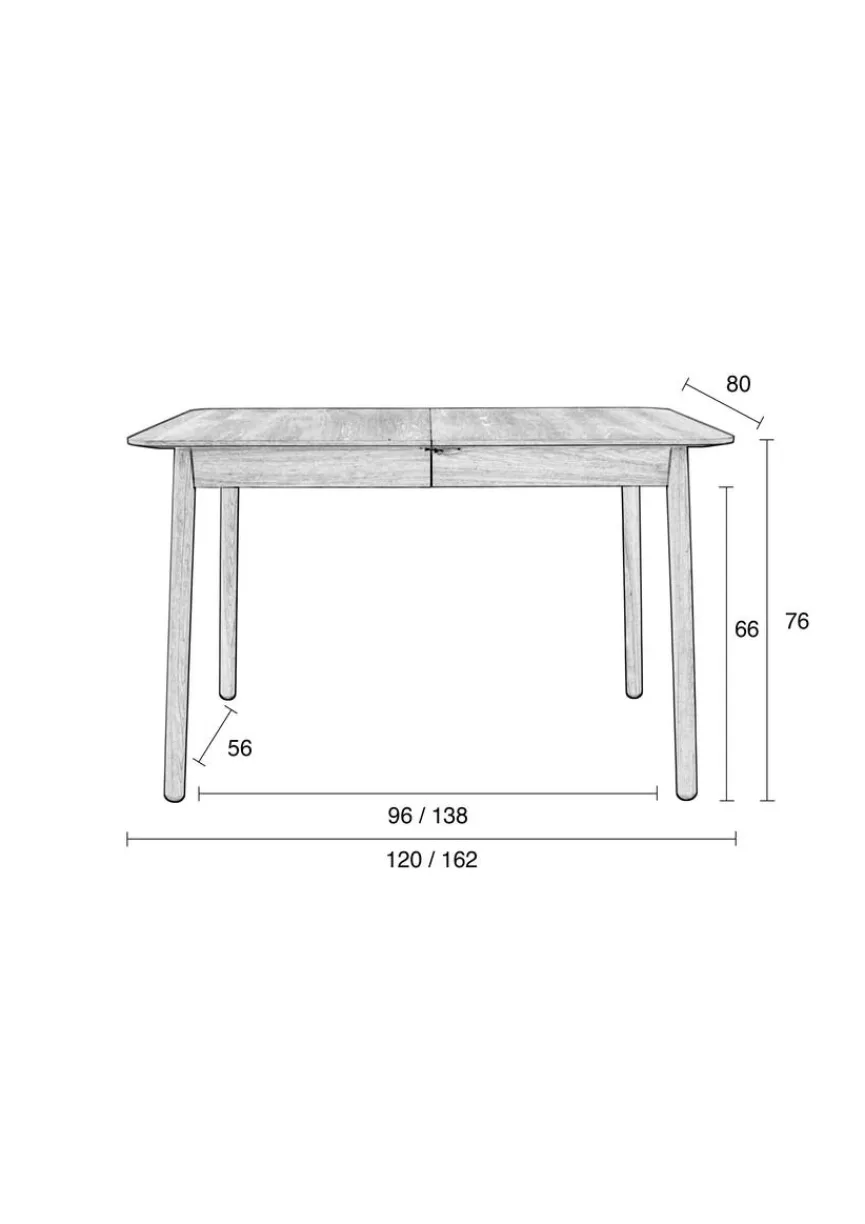 Zuiver Esstisch mit Auszug Glimps 120/ 162 x 80 cm