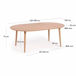 Kave Home Esstisch mit Auszug Oakland Ø 120/200 cm