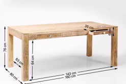 KARE DESIGN Esstische|Esstisch mit Schüben Puro Plain 160 x 80 cm