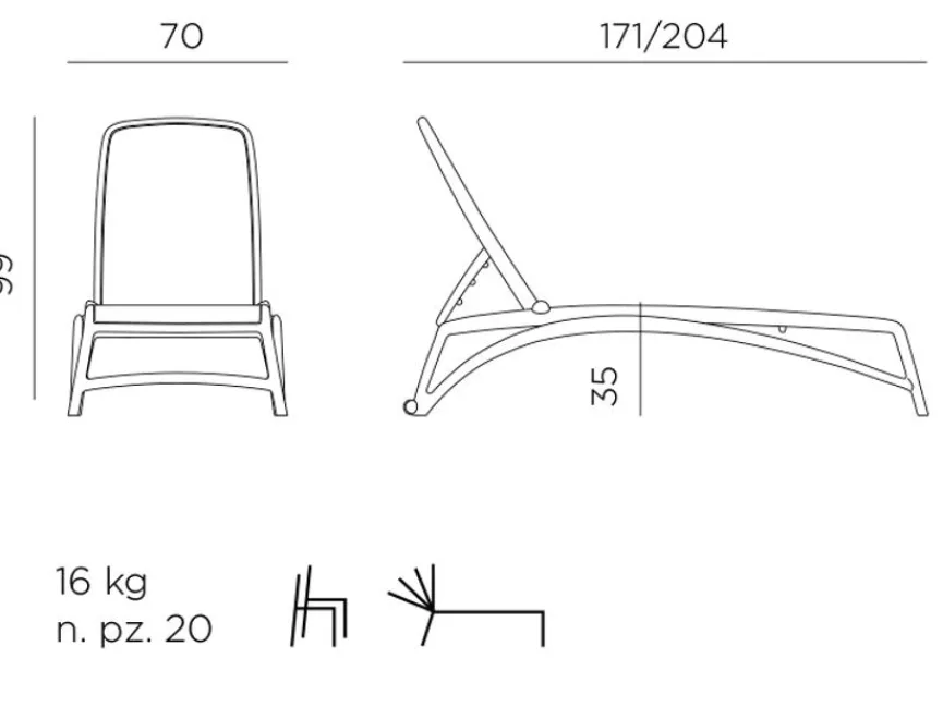 Nardi Loungeliegen|Gartenliegen|Gartenliege Atlantico