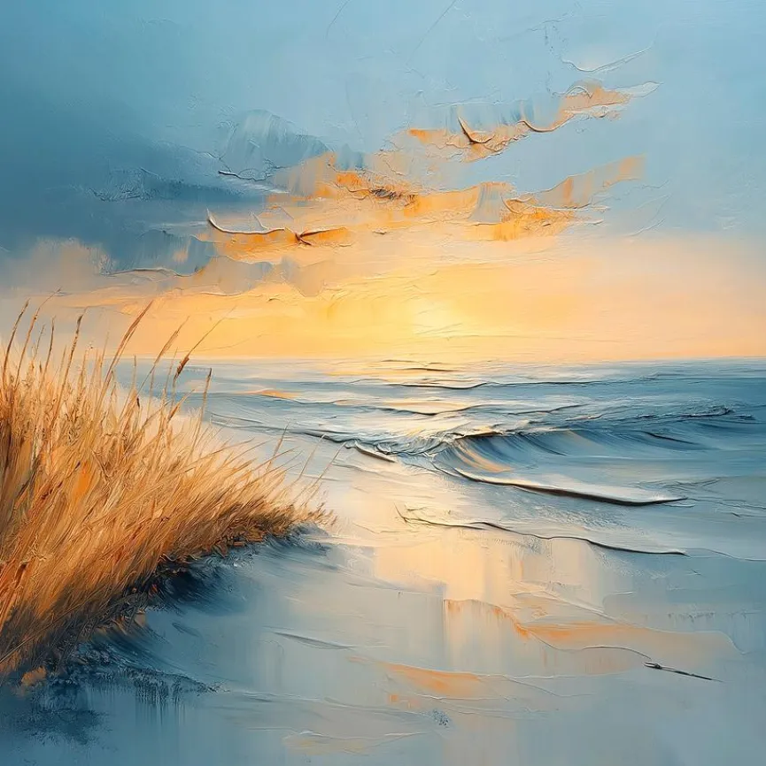 EUROART Bilder Ohne Rahmen|Glasbild 30 x 30 cm Atmospheric Beach I