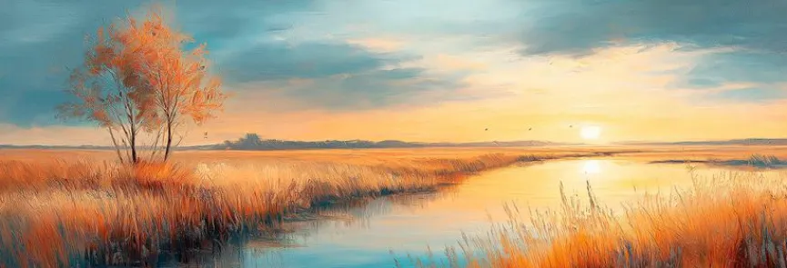 New Glasbild 33 x 98 cm Atmospheric Landscape I Bilder Ohne Rahmen