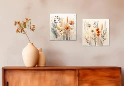 EUROART Bilder Ohne Rahmen|Glasbild 20 x 40 cm Boho Flowers III