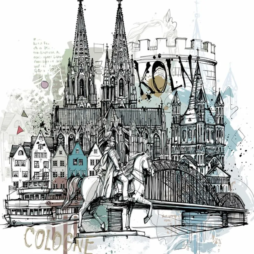 Sale Glasbild 30 x 30 cm Cologne collage Bilder Ohne Rahmen|Bilder Nach Themen