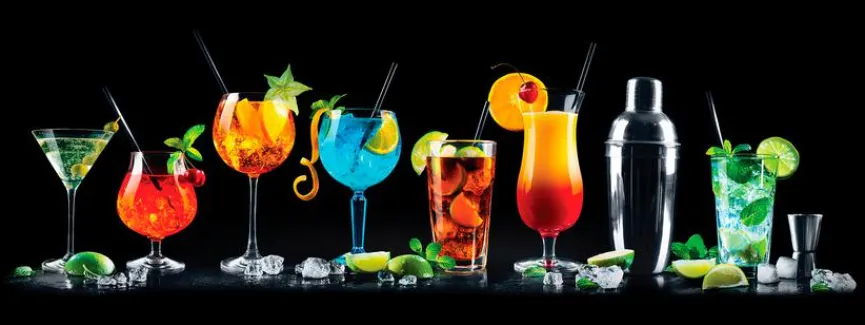 EUROART Glasbild 30 x 80 cm Colourful Cocktails I