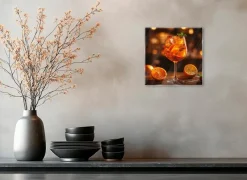 EUROART Bilder Ohne Rahmen|Glasbild 20 x 20 cm Colourful Cocktails IV