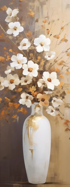 Glasbild 30 x 80 cm Flowers White And I Bilder Ohne Rahmen