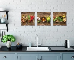 EUROART Glasbild 30 x 90 cm Herbs and Spices