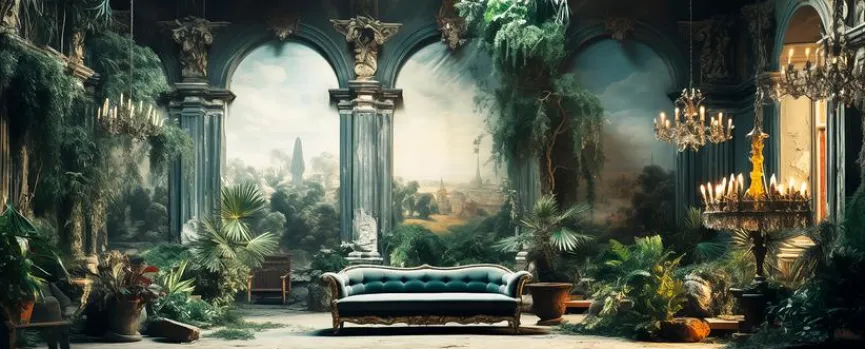 Discount Glasbild 50 x 125 cm Lost Villa IX Bilder Ohne Rahmen