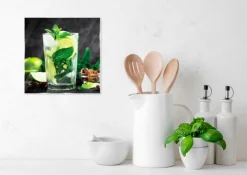 EUROART Bilder Nach Themen|Bilder Ohne Rahmen|Glasbild 20 x 20 cm Mojito II