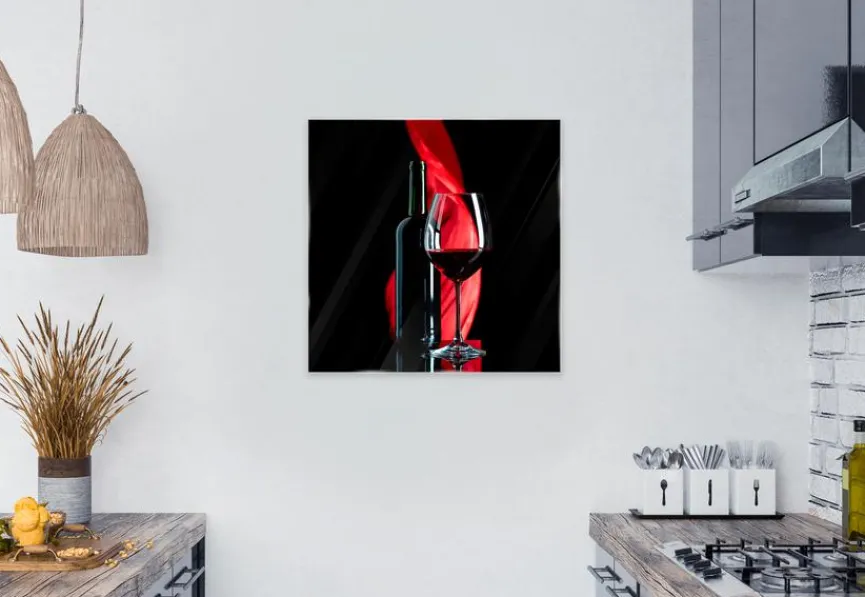 Glasbild 50 x 50 cm Red Wine XII Bilder Ohne Rahmen