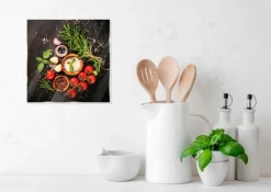 EUROART Bilder Ohne Rahmen|Bilder Nach Themen|Glasbild 30 x 30 cm Tomatoes and Spices I