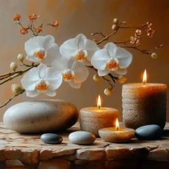 EUROART Bilder Ohne Rahmen|Glasbild 50 x 50 cm Warm Zen V