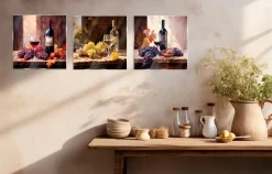 Glasbild 30 x 90 cm Wine Painted I 3tlg. Bilder Ohne Rahmen