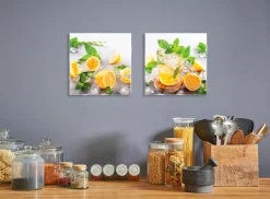 EUROART Bilder Ohne Rahmen|Bilder Nach Themen|Glasbild 2tlg. Fresh lemonade