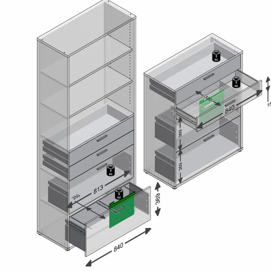 FMD Büroschränke & Regale|Büromöbel-Serien|Hängeregistratur-Set Calvia