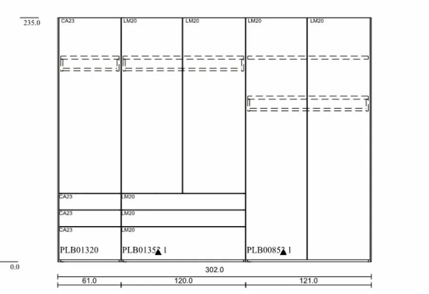 Clara Home Kleiderschrank Lousada 302 x 235 cm