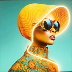 KARE DESIGN LED-Wandbild 80 x 80 cm Sun Hat Woman