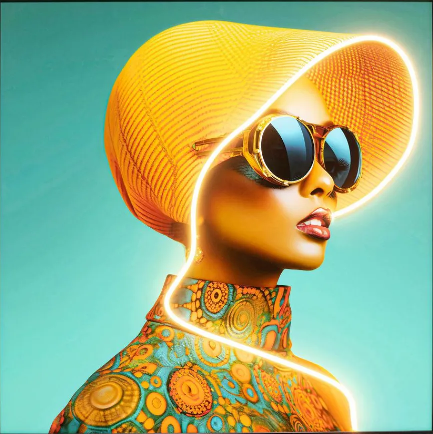 KARE DESIGN LED-Wandbild 80 x 80 cm Sun Hat Woman