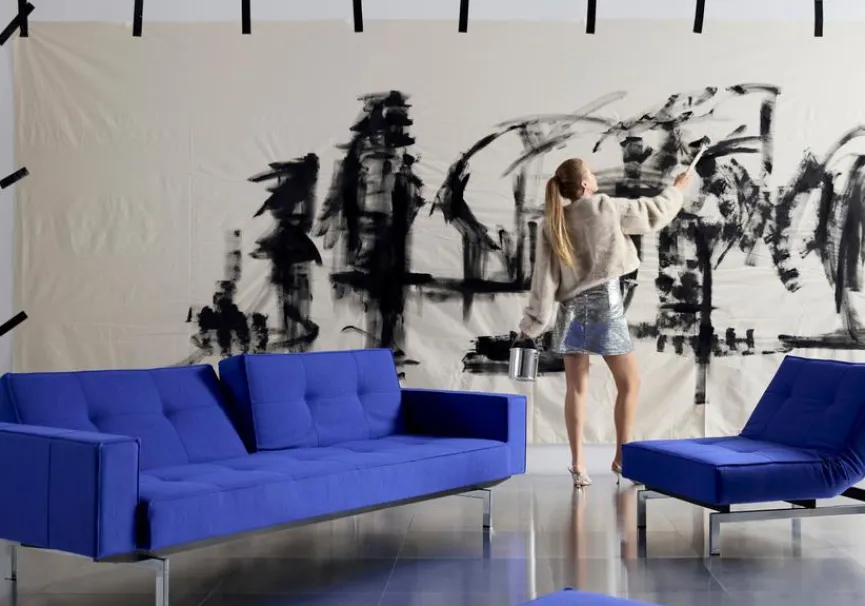 INNOVATION LIVING Schlafsofa mit Armlehnen Splitback Chrom