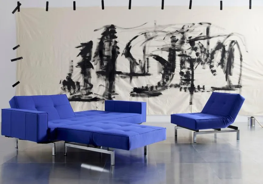 INNOVATION LIVING Schlafsofa mit Armlehnen Splitback Chrom