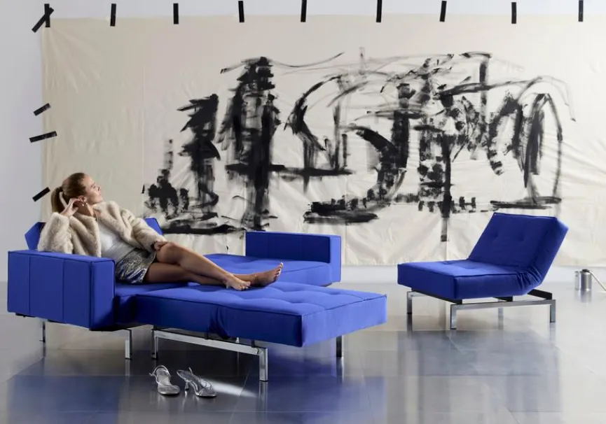 INNOVATION LIVING Schlafsofa mit Armlehnen Splitback Chrom