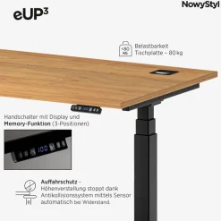 Outlet Schreibtisch elektrisch eUP3 160 x 80 cm Schreibtische