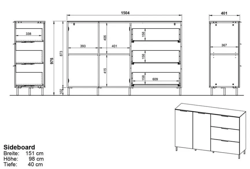 Hot Sideboard California Kommoden|Kommoden