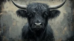 EUROART Bilder Ohne Rahmen|Wandbild 100 x 180 cm Black Bull III