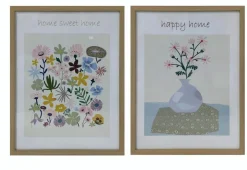 Wandbild 32 x 42 cm Blumen und Vase 2tlg.