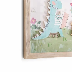 Bilder Mit Rahmen|Bilder Nach Themen|Wandbild 32,6 x 32,6 cm Kaktus mit Dino I