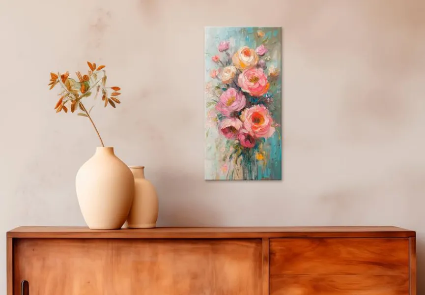 EUROART Wandbild 20 x 40 cm Pastel Roses III