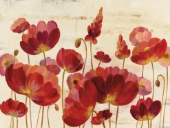 EUROART Bilder Ohne Rahmen|Wandbild 60 x 80 cm Red Flowers on Marble