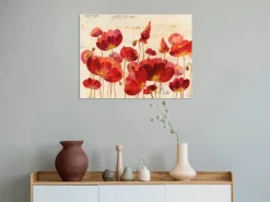 EUROART Bilder Ohne Rahmen|Wandbild 60 x 80 cm Red Flowers on Marble