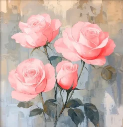 EUROART Wandbild 30 x 30 cm Shimmering Flowers I