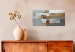EUROART Bilder Ohne Rahmen|Wandbild 30 x 60 cm Silver Squares I