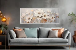 EUROART Wandbild 50 x 120 cm White Flowers I