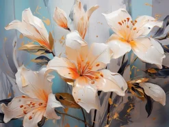 EUROART Bilder Ohne Rahmen|Wandbild 60 x 80 cm White Flowers On Gray V