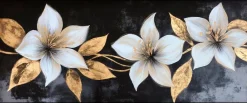 EUROART Bilder Mit Rahmen|Wandbild 50 x 120 cm White Flowers On Black I