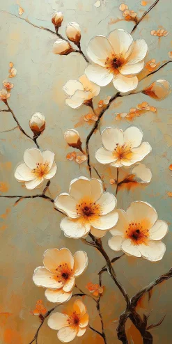 Discount Wandbild 20 x 40 cm White Flowers II Bilder Ohne Rahmen